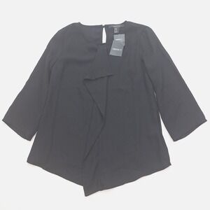 Forever‎ 21 Top Womens XS Black Ruffle Contemporary Chic Elegant